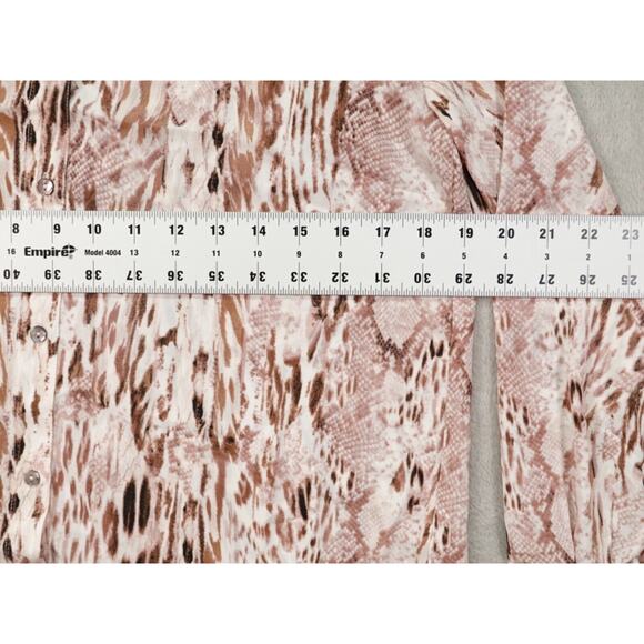 Tahari Womens Brown Collared Button Up Long Sleeve Animal Print Blouse Size S8 - Picture 5 of 12